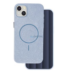 Szilikon telefonvédő (műanyag hátlap, kameravédő, MagSafe, csillogó) VILÁGOSKÉK Apple iPhone 14