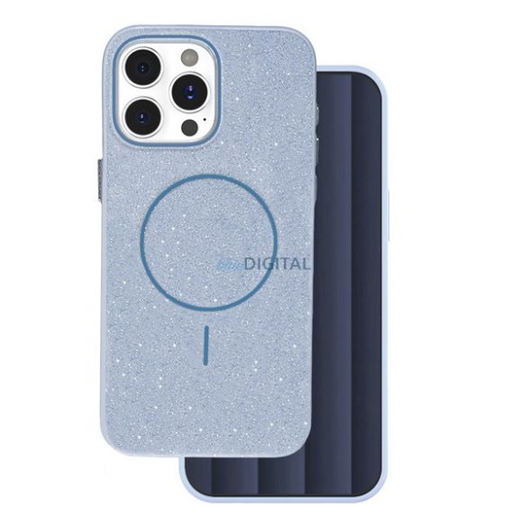Szilikon telefonvédő (műanyag hátlap, kameravédő, MagSafe, csillogó) VILÁGOSKÉK Apple iPhone 16 Pro