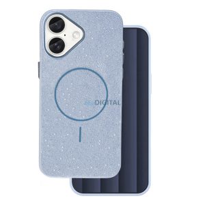 Szilikon telefonvédő (műanyag hátlap, kameravédő, MagSafe, csillogó) VILÁGOSKÉK Apple iPhone 16e