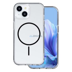 Szilikon telefonvédő (ultravékony, műanyag hátlap, MagSafe, légpárnás sarok) FEKETE Apple iPhone 16e