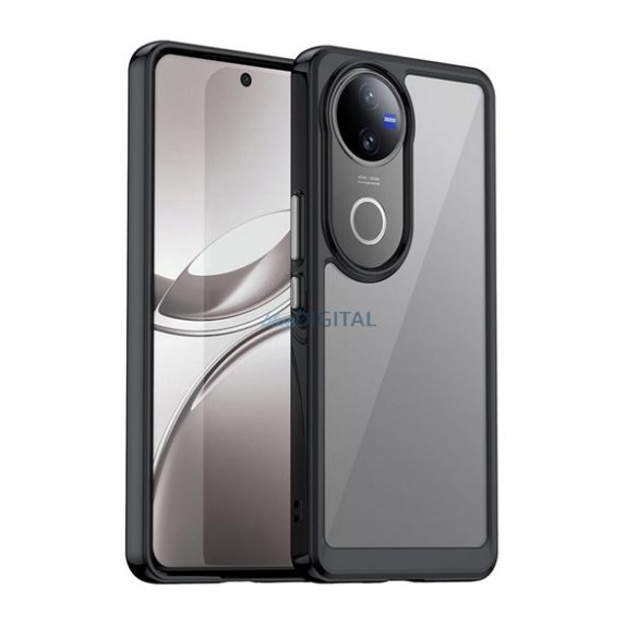 Szilikon telefonvédő (ütésállóság, átlátszó hátlap) FEKETE Vivo V50