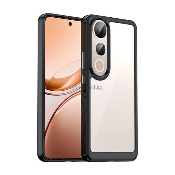 Szilikon telefonvédő (ütésállóság, átlátszó hátlap) FEKETE Vivo V50 Lite