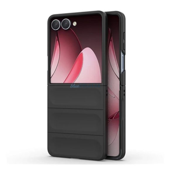 Szilikon telefonvédő (ütésállóság, kameravédő, 3D) FEKETE Samsung Galaxy Z Flip7 (SM-F766)