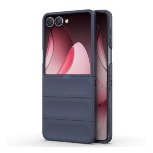 Szilikon telefonvédő (ütésállóság, kameravédő, 3D) SÖTÉTKÉK Samsung Galaxy Z Flip7 (SM-F766)