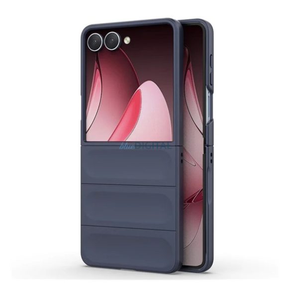 Szilikon telefonvédő (ütésállóság, kameravédő, 3D) SÖTÉTKÉK Samsung Galaxy Z Flip7 (SM-F766)