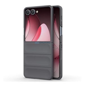 Szilikon telefonvédő (ütésállóság, kameravédő, 3D) SÖTÉTSZÜRKE Samsung Galaxy Z Flip7 (SM-F766)