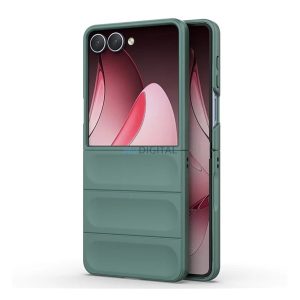 Szilikon telefonvédő (ütésállóság, kameravédő, 3D) SÖTÉTZÖLD Samsung Galaxy Z Flip7 (SM-F766)