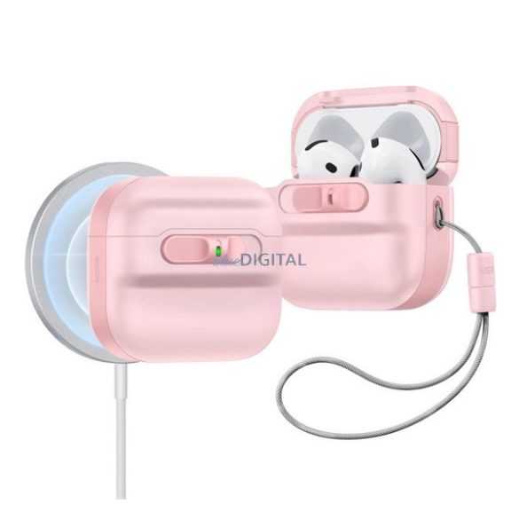 ESR PULSE HALOLOCK műanyag tok (ütésállóság, kézpánt, MagSafe) RÓZSASZÍN Apple AirPods 4