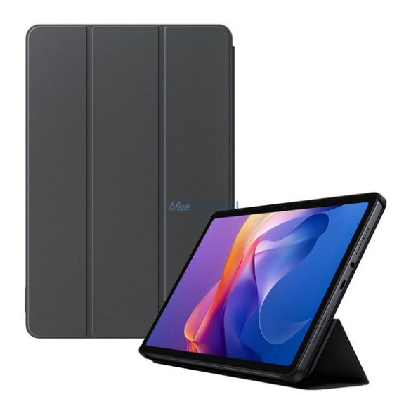 XIAOMI tok álló, bőr hatású (aktív FLIP, oldalra nyíló, TRIFOLD, asztali tartó) SÖTÉTSZÜRKE Xiaomi Redmi Pad 2