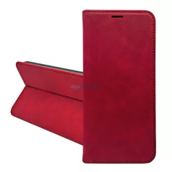  Tok álló, bőr hatású (FLIP, oldalra nyíló, asztali tartó, kártyazseb, prémium) PIROS Samsung Galaxy A56 5G (SM-A566)