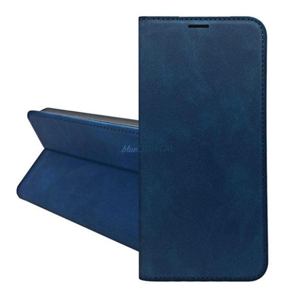Tok álló, bőr hatású (FLIP, oldalra nyíló, asztali tartó, kártyazseb, prémium) SÖTÉTKÉK Xiaomi Poco C65, Redmi 13C 5G, Redmi 13C 4G