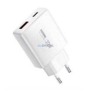 REMAX ULTRA THIN hálózati töltő USB-Type-C aljzat (20W, PD gyorstöltő, GaN, ultravékony) FEHÉR