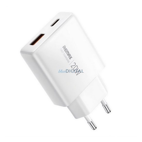 REMAX ULTRA THIN hálózati töltő USB-Type-C aljzat (20W, PD gyorstöltő, GaN, ultravékony) FEHÉR