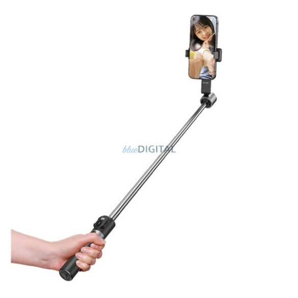 USAMS MINI szelfibot (tripod állvány, állítható, bluetooth távkioldó, 20-100cm, 4.7-7" méret) FEKETE
