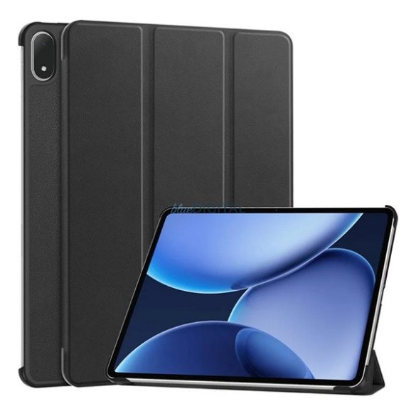Tok álló, bőr hatású (aktív FLIP, oldalra nyíló, TRIFOLD, asztali tartó) FEKETE OnePlus Pad 3