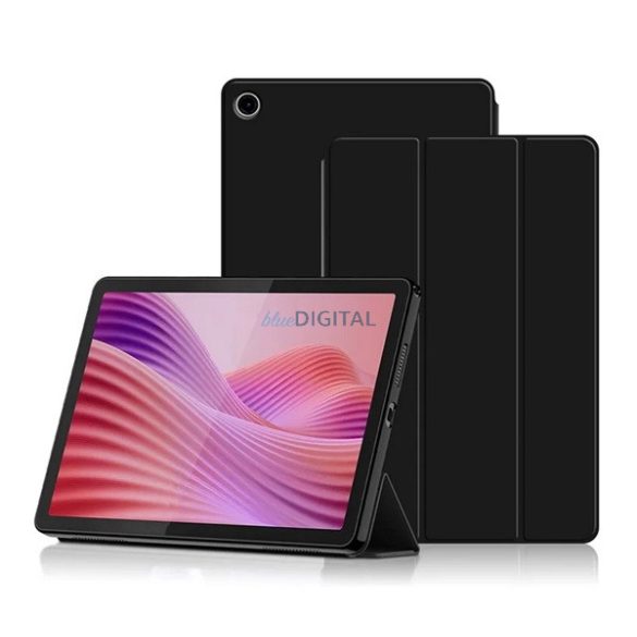Tok álló, bőr hatású (aktív FLIP, oldalra nyíló, TRIFOLD, asztali tartó) FEKETE Lenovo Tab 10.1 (TB-311FU)
