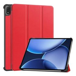   Tok álló, bőr hatású (aktív FLIP, oldalra nyíló, TRIFOLD, asztali tartó) PIROS OnePlus Pad 3