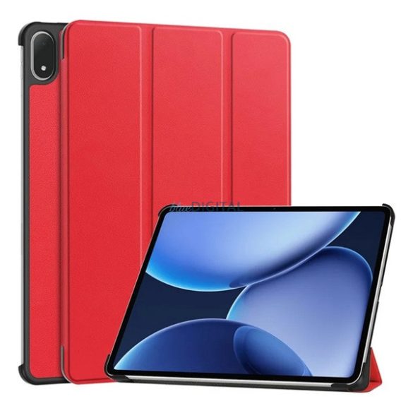 Tok álló, bőr hatású (aktív FLIP, oldalra nyíló, TRIFOLD, asztali tartó) PIROS OnePlus Pad 3