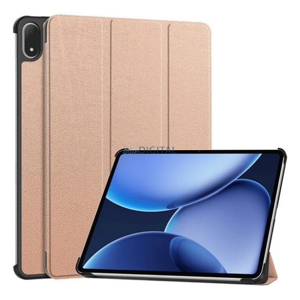 Tok álló, bőr hatású (aktív FLIP, oldalra nyíló, TRIFOLD, asztali tartó) ROZÉARANY OnePlus Pad 3
