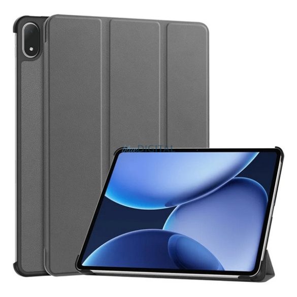 Tok álló, bőr hatású (aktív FLIP, oldalra nyíló, TRIFOLD, asztali tartó) SÖTÉTSZÜRKE OnePlus Pad 3