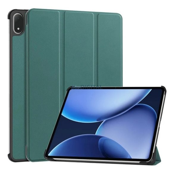 Tok álló, bőr hatású (aktív FLIP, oldalra nyíló, TRIFOLD, asztali tartó) SÖTÉTZÖLD OnePlus Pad 3