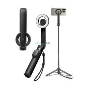 SPIGEN S571W szelfibot (tripod állvány, állítható, bluetooth távkioldó, MagSafe, 16.7-74cm) FEKETE
