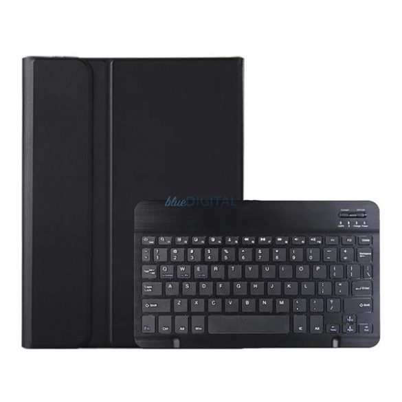 Tok álló, bőr hatású (FLIP, bluetooth billentyűzet, asztali tartó, QWERTY, angol nyelvű) FEKETE Lenovo Tab 10.1 (TB-311FU)