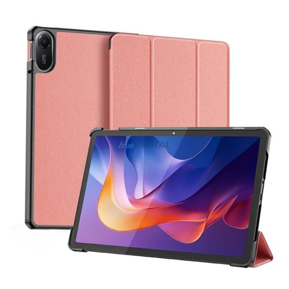DUX DUCIS DOMO tok álló, bőr hatású (aktív FLIP, oldalra nyíló, TRIFOLD, asztali tartó, ceruza tartó) RÓZSASZÍN Xiaomi Redmi Pad 2