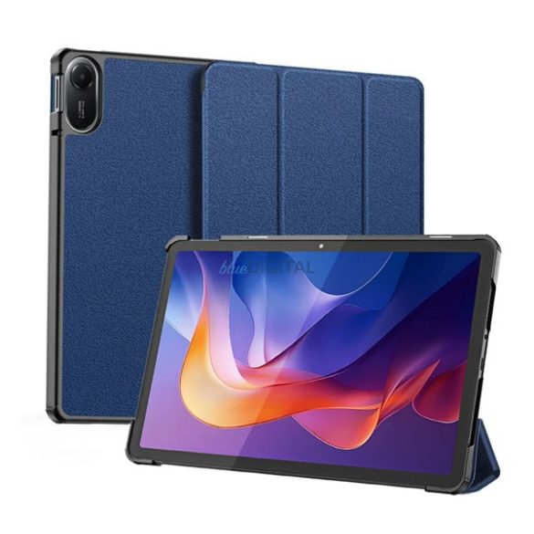 DUX DUCIS DOMO tok álló, bőr hatású (aktív FLIP, oldalra nyíló, TRIFOLD, asztali tartó, ceruza tartó) SÖTÉTKÉK Xiaomi Redmi Pad 2