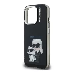   KARL LAGERFELD IML AQUARELLE KARL AND CHOUPETTE szilikon telefonvédő (ütésállóság, kameravédő) FEKETE Apple iPhone 15 Pro