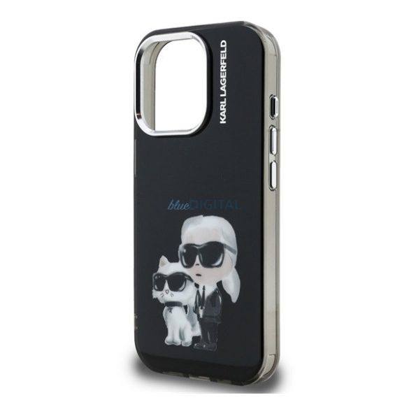 KARL LAGERFELD IML AQUARELLE KARL AND CHOUPETTE szilikon telefonvédő (ütésállóság, kameravédő) FEKETE Apple iPhone 15 Pro