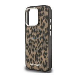   KARL LAGERFELD IML LEOPARD MAGSAFE szilikon telefonvédő (ütésállóság, kameravédő, MagSafe, leopárd minta) BARNA Apple iPhone 16 Pro
