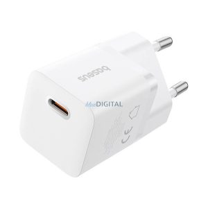 BASEUS GaN5 MINI 1C hálózati töltő Type-C aljzat (25W, PD gyorstöltő, GaN) FEHÉR