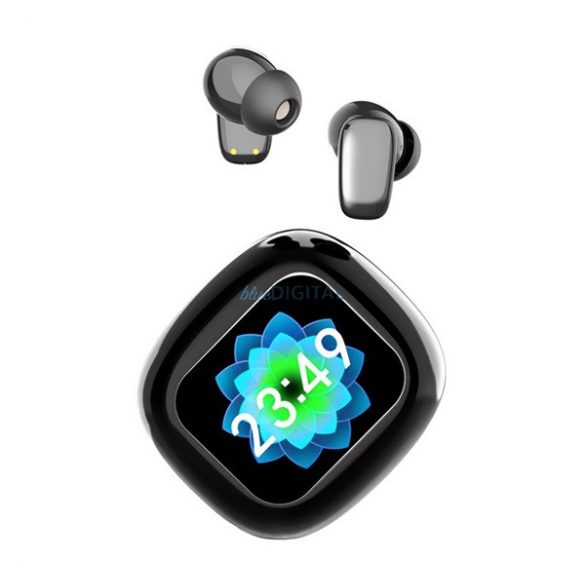BLITZWOLF PLUS bluetooth fülhallgató SZTEREO (v5.4, TWS, mikrofon, aktív zajszűrő, LED kijelző + töltőtok) FEKETE
