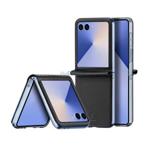 DUX DUCIS BRIL műanyag telefonvédő (ütésállóság, bőr hatású hátlap, rombusz) SÖTÉTKÉK Samsung Galaxy Z Flip7 (SM-F766)