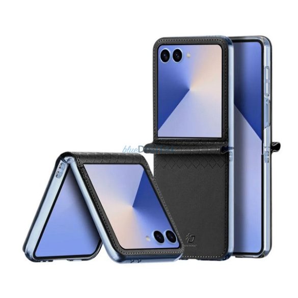 DUX DUCIS BRIL műanyag telefonvédő (ütésállóság, bőr hatású hátlap, rombusz) SÖTÉTKÉK Samsung Galaxy Z Flip7 (SM-F766)