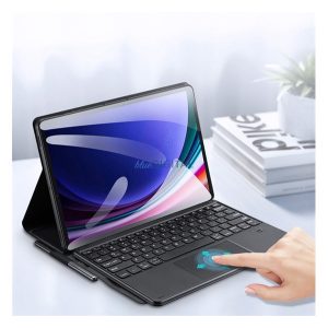 DUX DUCIS TK bluetooth billentyűzet + touch pad (asztali tartó, QWERTY, ceruza tartó) FEKETE Samsung Galaxy Tab S10 FE Plus LTE (SM-X620), Galaxy Tab S10 FE Plus WIFI (SM-X626)