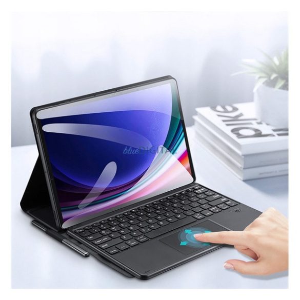 DUX DUCIS TK bluetooth billentyűzet + touch pad (asztali tartó, QWERTY, ceruza tartó) FEKETE Samsung Galaxy Tab S10 FE Plus LTE (SM-X620), Galaxy Tab S10 FE Plus WIFI (SM-X626)
