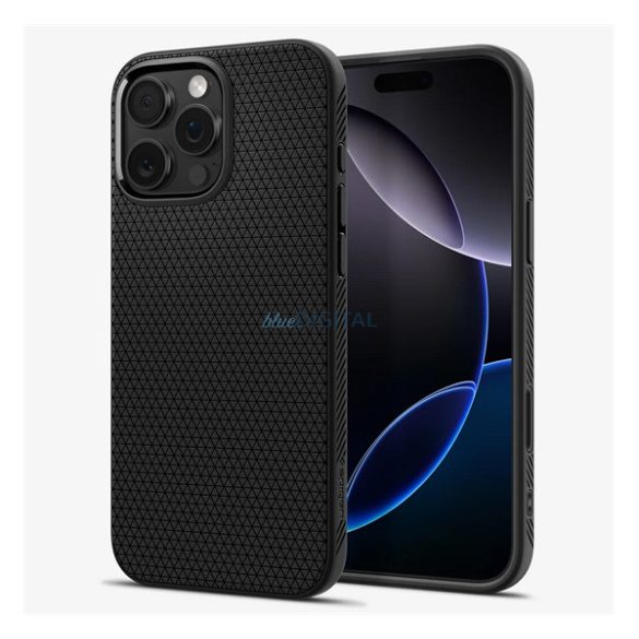 SPIGEN LIQUID AIR T szilikon telefonvédő (ütésállóság, légpárnás sarok, rombusz, MagSafe) FEKETE Apple iPhone 16 Pro