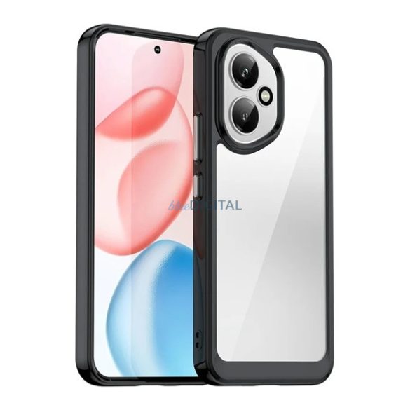 Szilikon telefonvédő (ütésállóság, átlátszó hátlap) FEKETE Honor 400