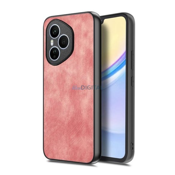 Szilikon telefonvédő (ütésállóság, bőr hatású hátlap, kameravédő) RÓZSASZÍN Honor 400 Pro