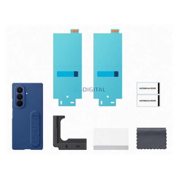 SAMSUNG szilikon telefonvédő (matt, kitámasztó + képernyővédő fólia) SÖTÉTKÉK Samsung Galaxy Z Fold7 (SM-F966)