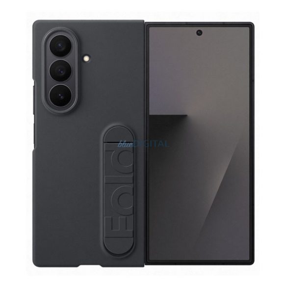SAMSUNG szilikon telefonvédő (matt, kitámasztó + képernyővédő fólia) FEKETE Samsung Galaxy Z Fold7 (SM-F966)