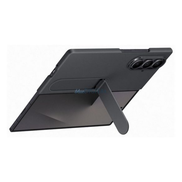 SAMSUNG szilikon telefonvédő (matt, kitámasztó + képernyővédő fólia) FEKETE Samsung Galaxy Z Fold7 (SM-F966)