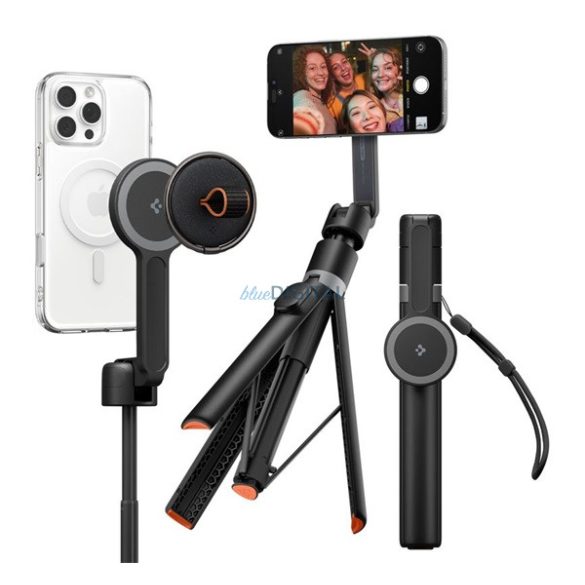 SPIGEN S581W szelfibot (univerzális, tripod állvány, állítható, bluetooth távkioldó, MagSafe, 27.8-168.5cm) FEKETE