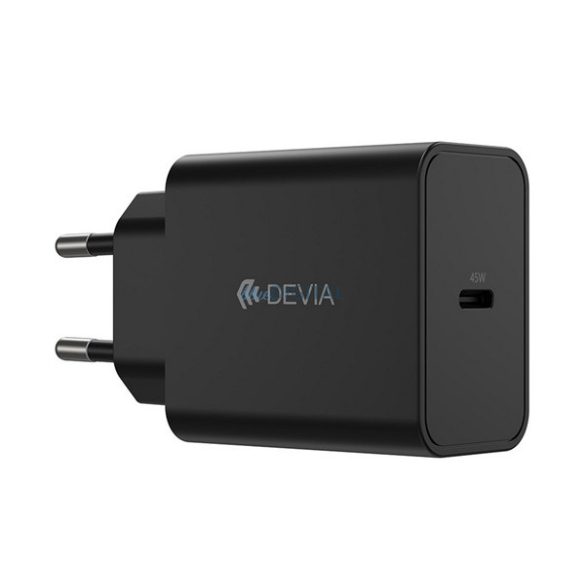 DEVIA ROCKET hálózati töltő Type-C aljzat (45W, PD gyorstöltő) FEKETE