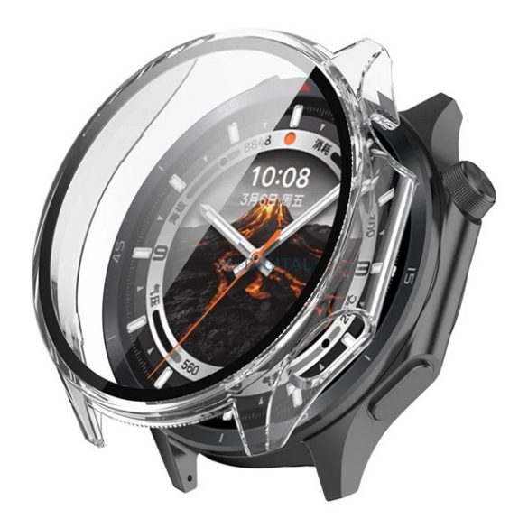 Műanyag keret (BUMPER, ütésállóság + kijelzővédő üveg) ÁTLÁTSZÓ OnePlus Watch 3 43mm