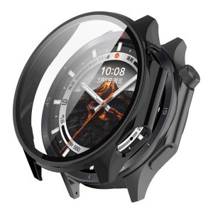 Műanyag keret (BUMPER, ütésállóság + kijelzővédő üveg) FEKETE OnePlus Watch 3 43mm