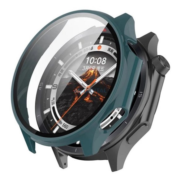 Műanyag keret (BUMPER, ütésállóság + kijelzővédő üveg) SÖTÉTZÖLD OnePlus Watch 3 43mm