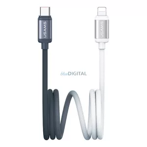 USAMS BICOLOR adatkábel (Type-C - lightning, 30W, PD gyorstöltő, 120cm) FEKETE/FEHÉR